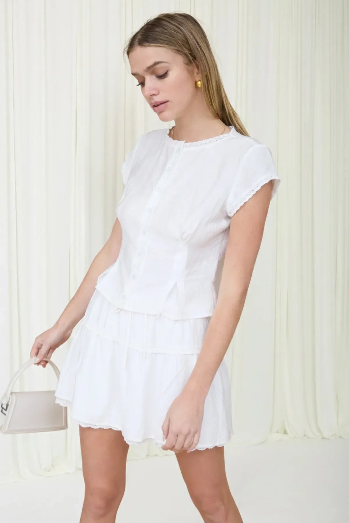 Blusa Blanca Con Botones Y Bordados Elegante Para Mujer - Image 17