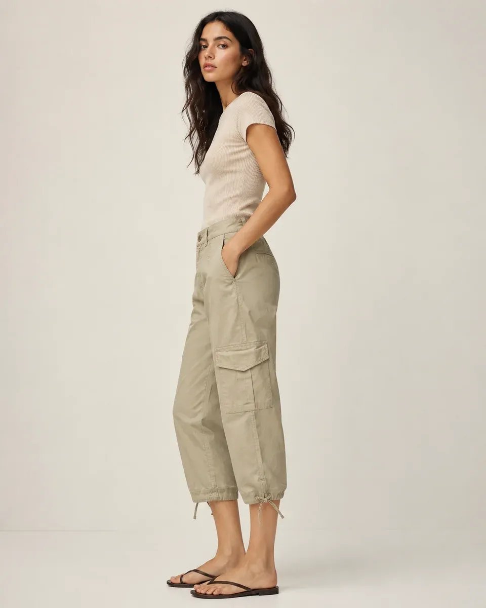 Pantalon Cargo Rosa Empolvado Cintura Alta Para Mujer - Image 5
