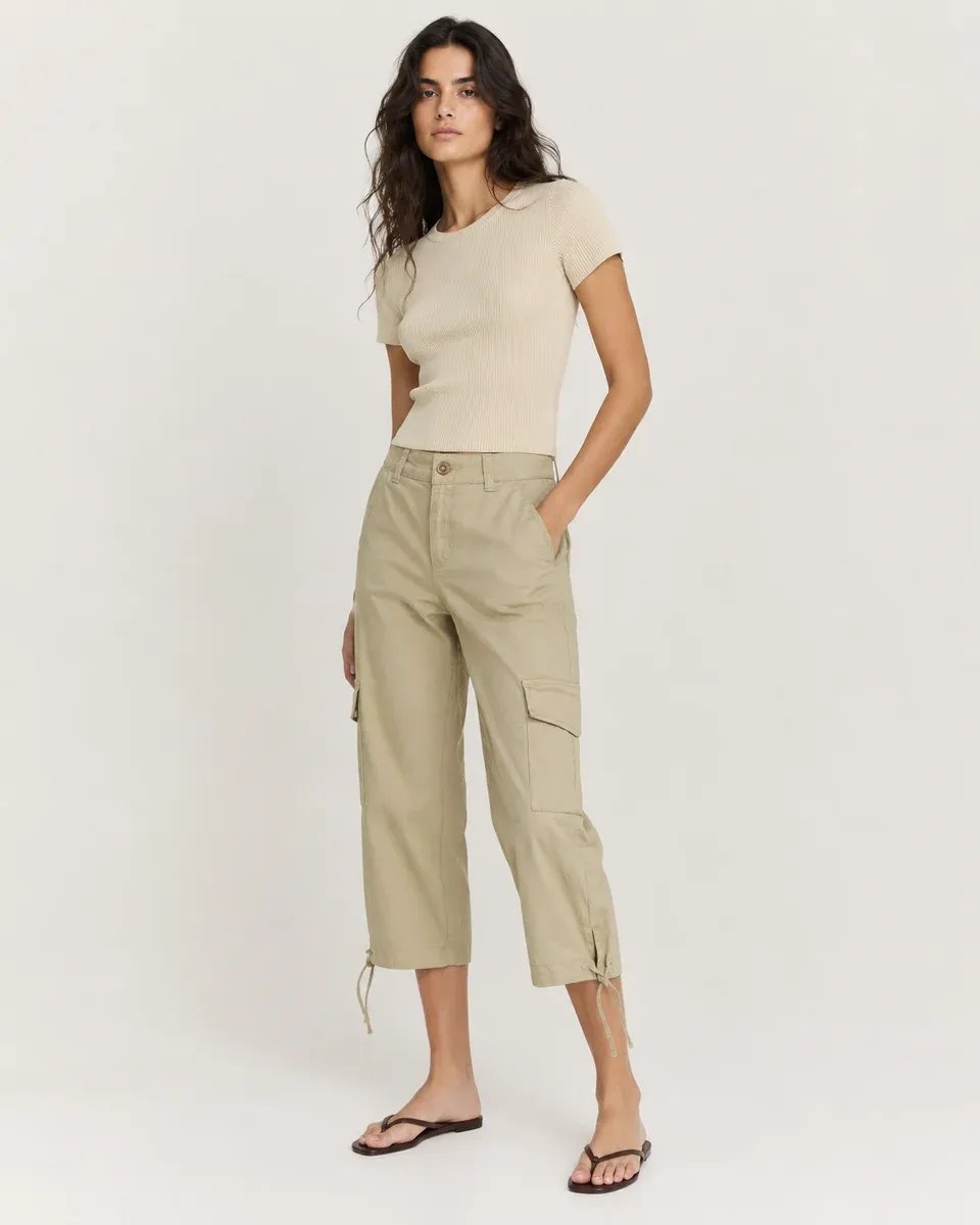 Pantalon Cargo Rosa Empolvado Cintura Alta Para Mujer - Image 6