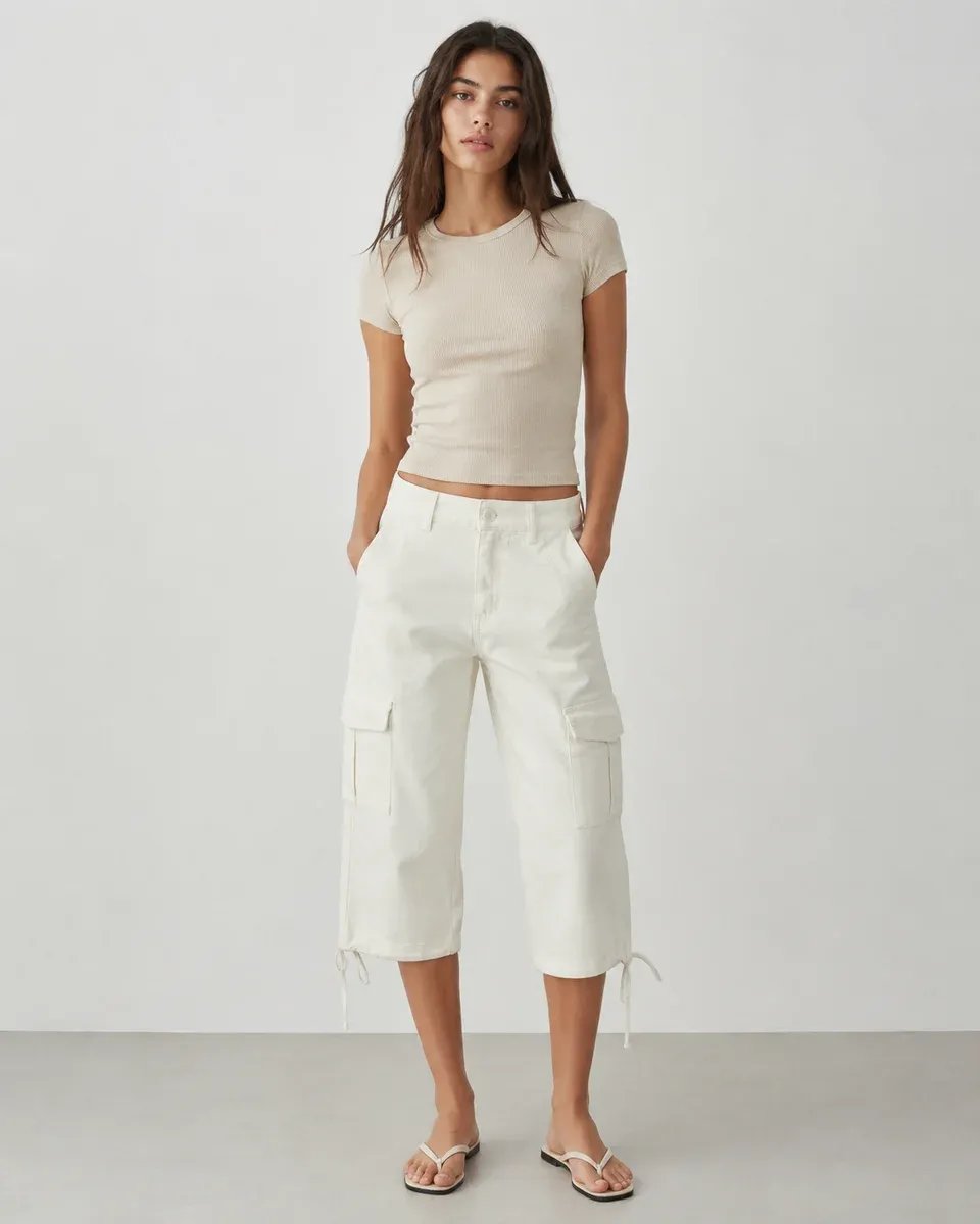 Pantalon Cargo Rosa Empolvado Cintura Alta Para Mujer - Image 13