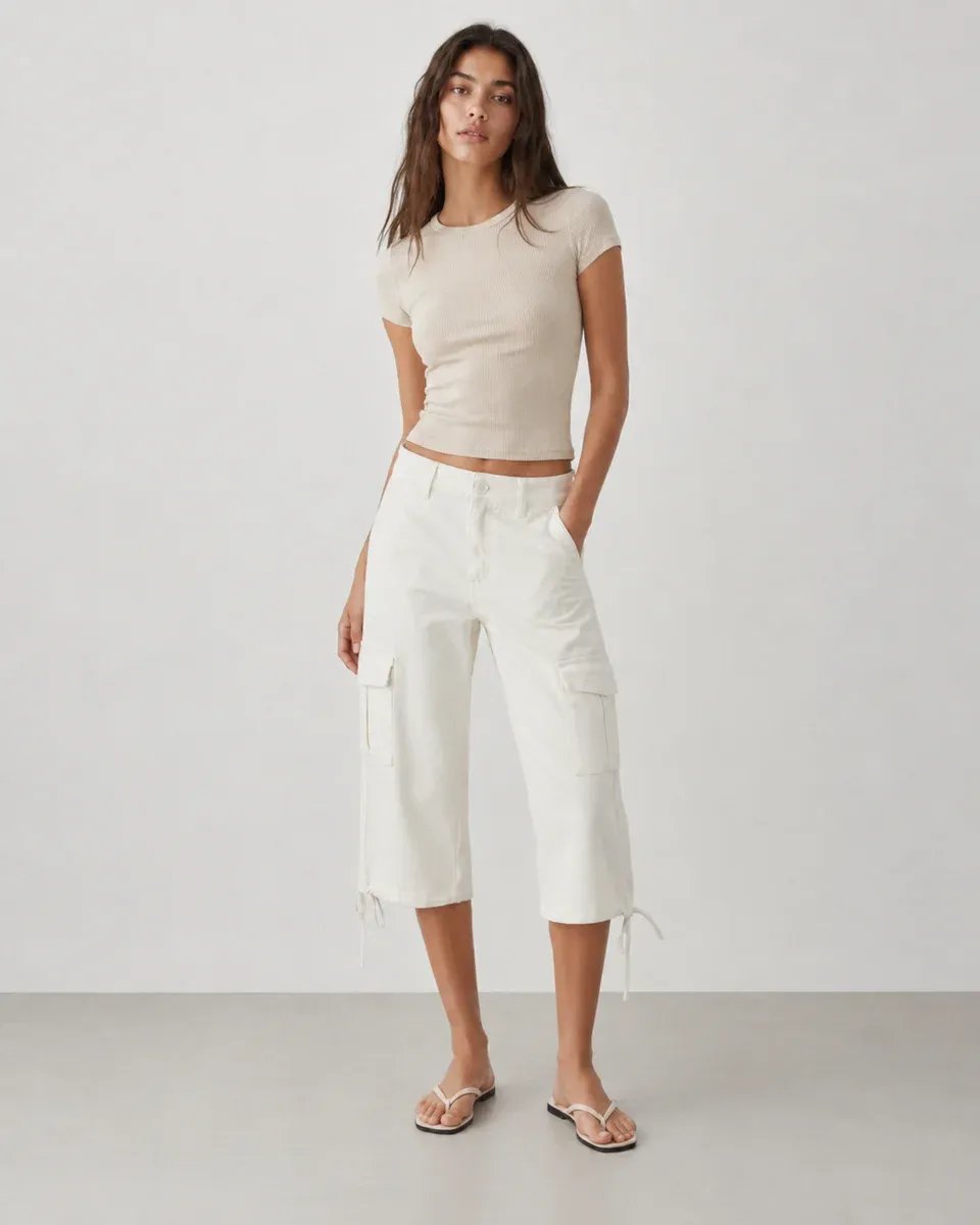 Pantalon Cargo Rosa Empolvado Cintura Alta Para Mujer - Image 14