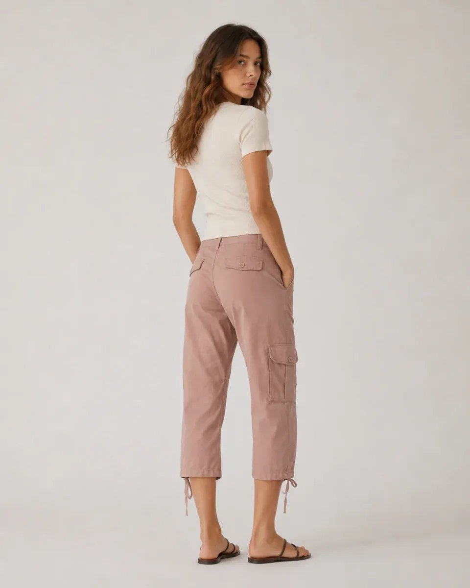 Pantalon Cargo Rosa Empolvado Cintura Alta Para Mujer - Image 12