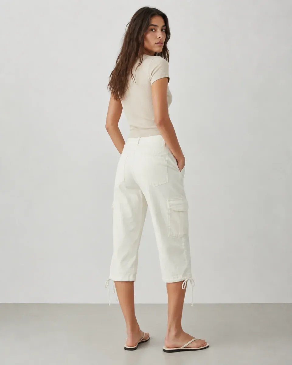 Pantalon Cargo Rosa Empolvado Cintura Alta Para Mujer - Image 17