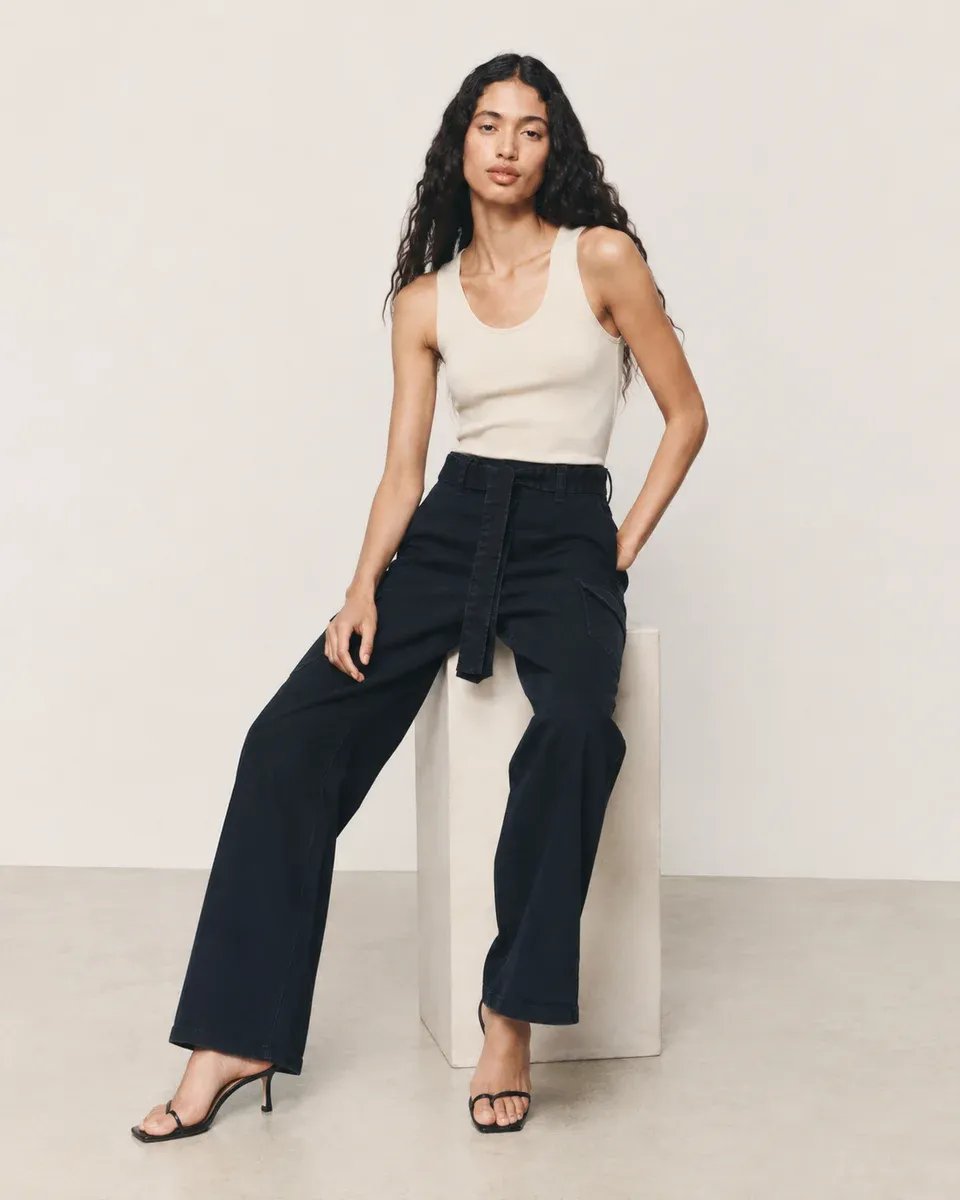 Pantalon Cargo Wide Leg de Mezclilla Gris Acido para Mujer - Image 7