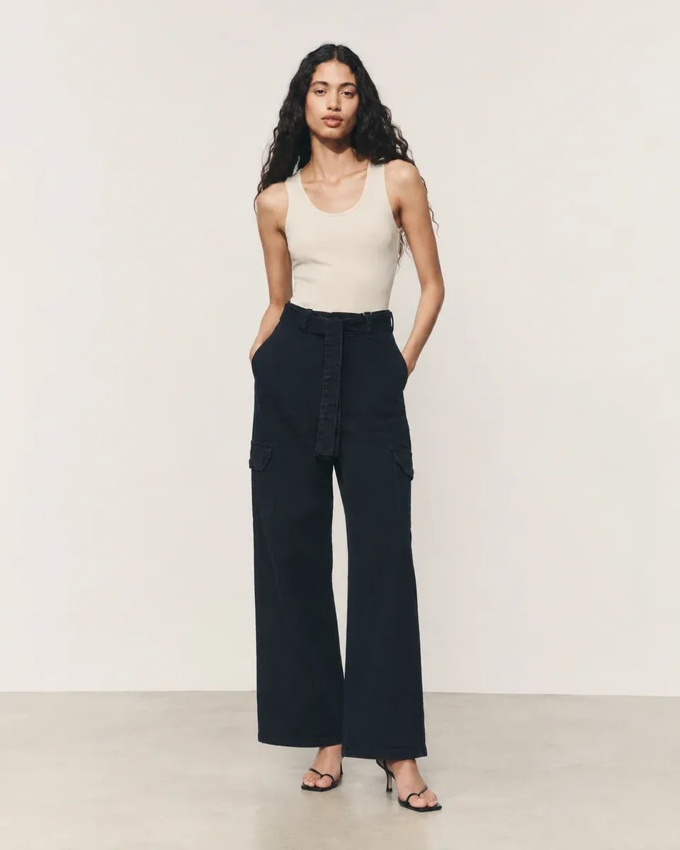 Pantalon Cargo Wide Leg de Mezclilla Gris Acido para Mujer - Image 8