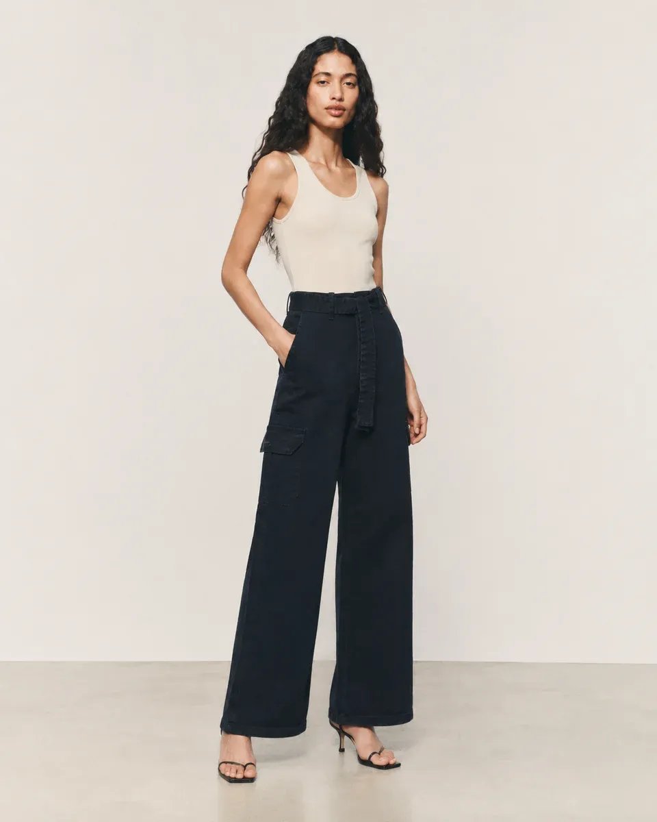 Pantalon Cargo Wide Leg de Mezclilla Gris Acido para Mujer - Image 9