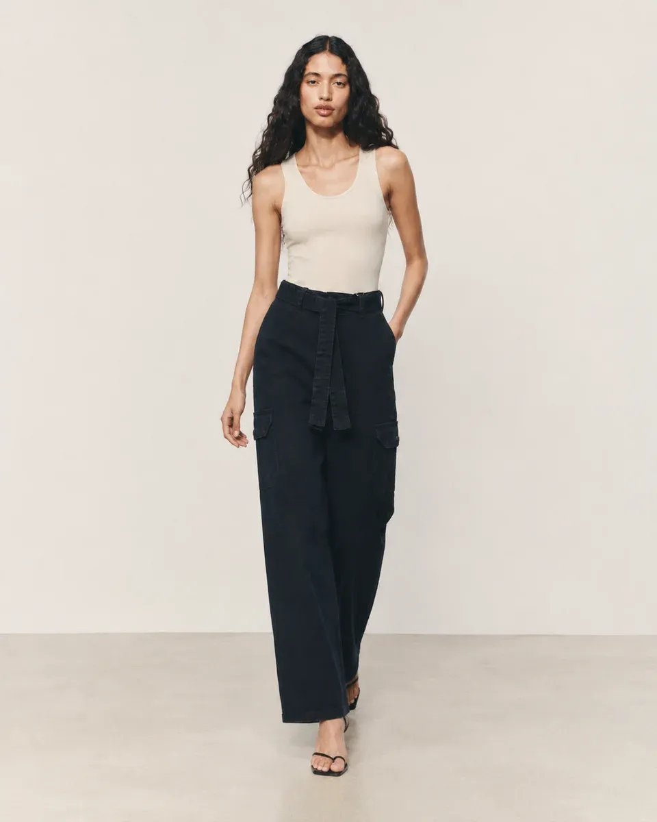 Pantalon Cargo Wide Leg de Mezclilla Gris Acido para Mujer - Image 11