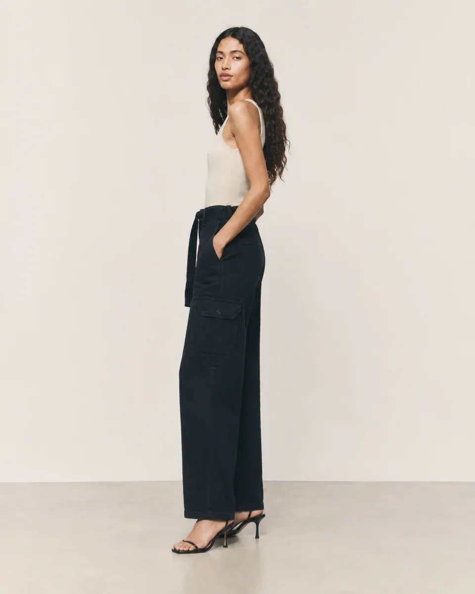 Pantalon Cargo Wide Leg de Mezclilla Gris Acido para Mujer - Image 12