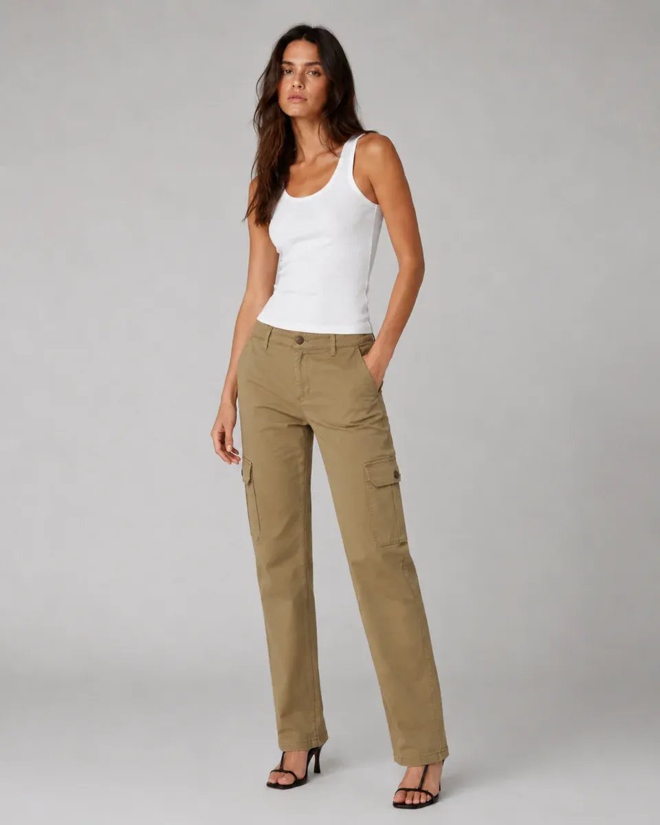 Pantalon Cargo Wide Leg Verde Militar Para Mujer Estilo Casual - Image 22