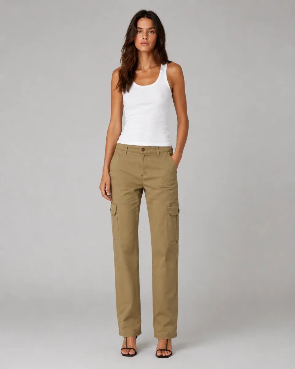 Pantalon Cargo Wide Leg Verde Militar Para Mujer Estilo Casual - Image 24