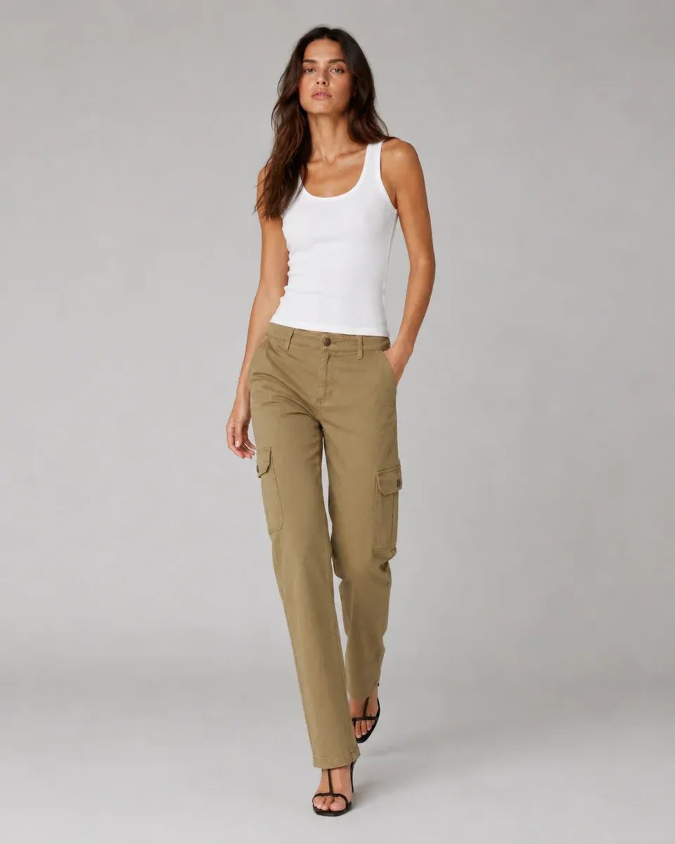 Pantalon Cargo Wide Leg Verde Militar Para Mujer Estilo Casual - Image 26