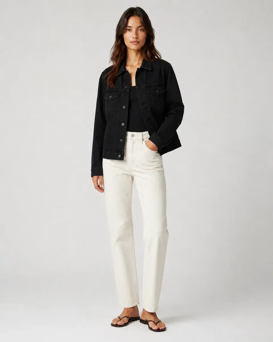 Chamarra de Mezclilla Negra Oversize Boyfriend para Mujer - Image 4