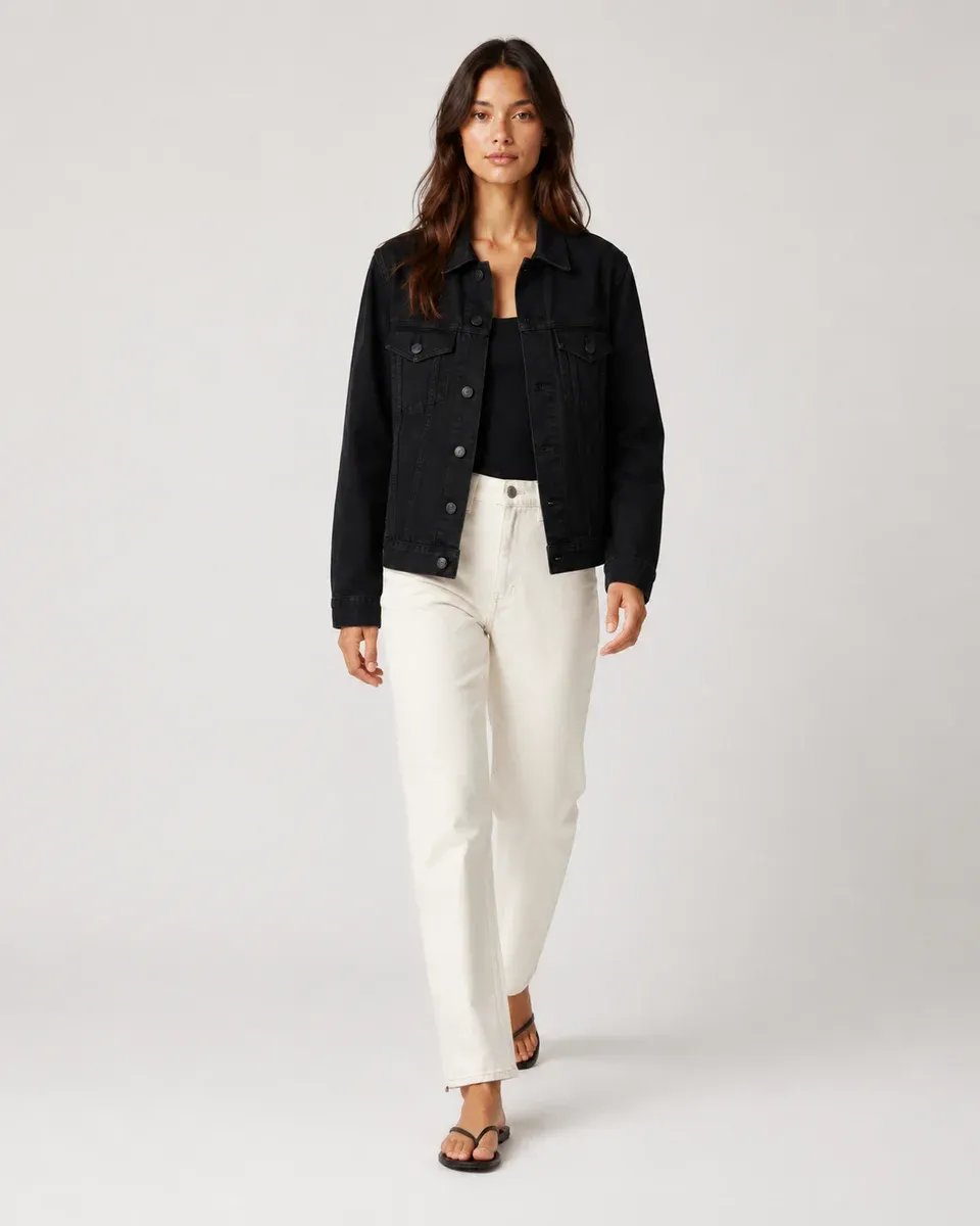 Chamarra de Mezclilla Negra Oversize Boyfriend para Mujer - Image 5