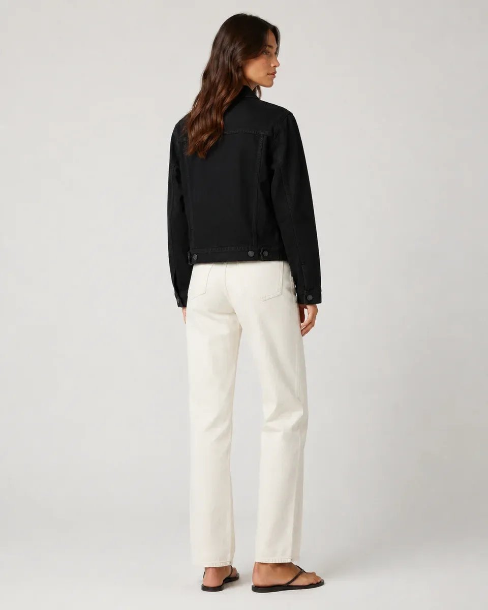 Chamarra de Mezclilla Negra Oversize Boyfriend para Mujer - Image 6