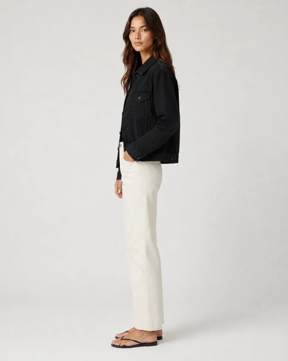 Chamarra de Mezclilla Negra Oversize Boyfriend para Mujer - Image 7