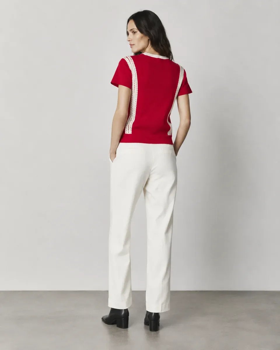 Blusa Roja Con Detalles De Encaje Blanco Para Mujer - Image 6