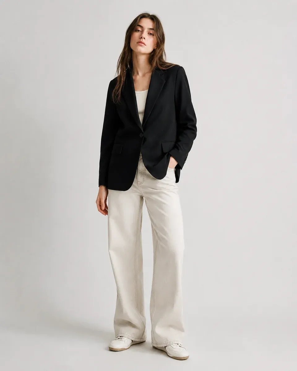 Blazer Negro Clasico de Un Boton para Mujer Estilo Ejecutivo - Image 3