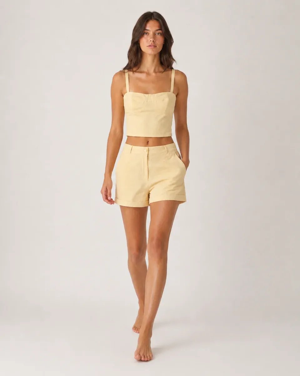 Conjunto Dos Piezas Top Bustier Y Short Tiro Alto Rosa Para Mujer - Image 18