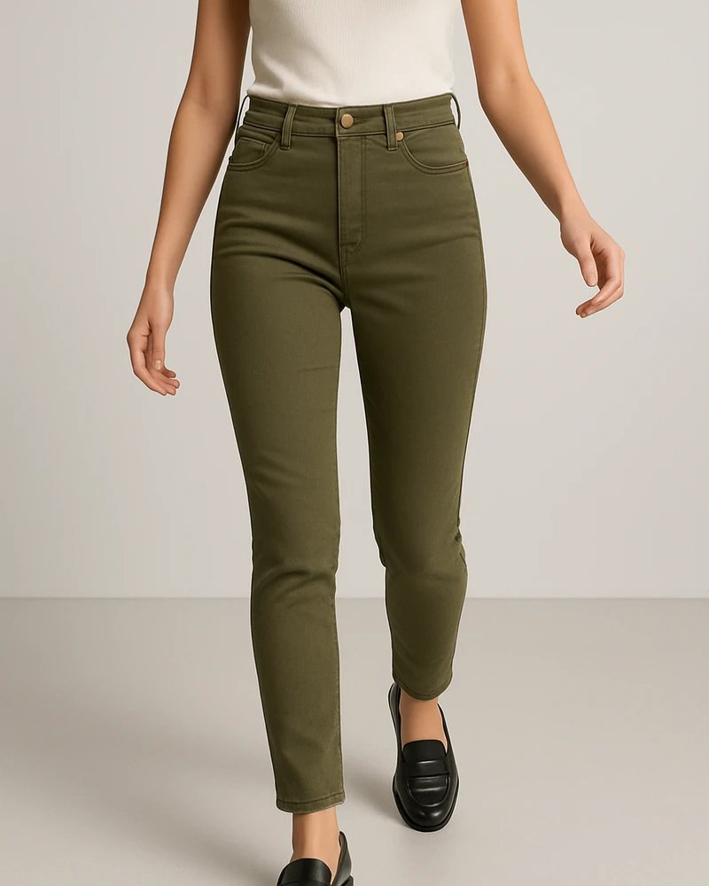 Jeans Skinny de Tiro Alto Color Café Chocolate para Mujer - Image 15