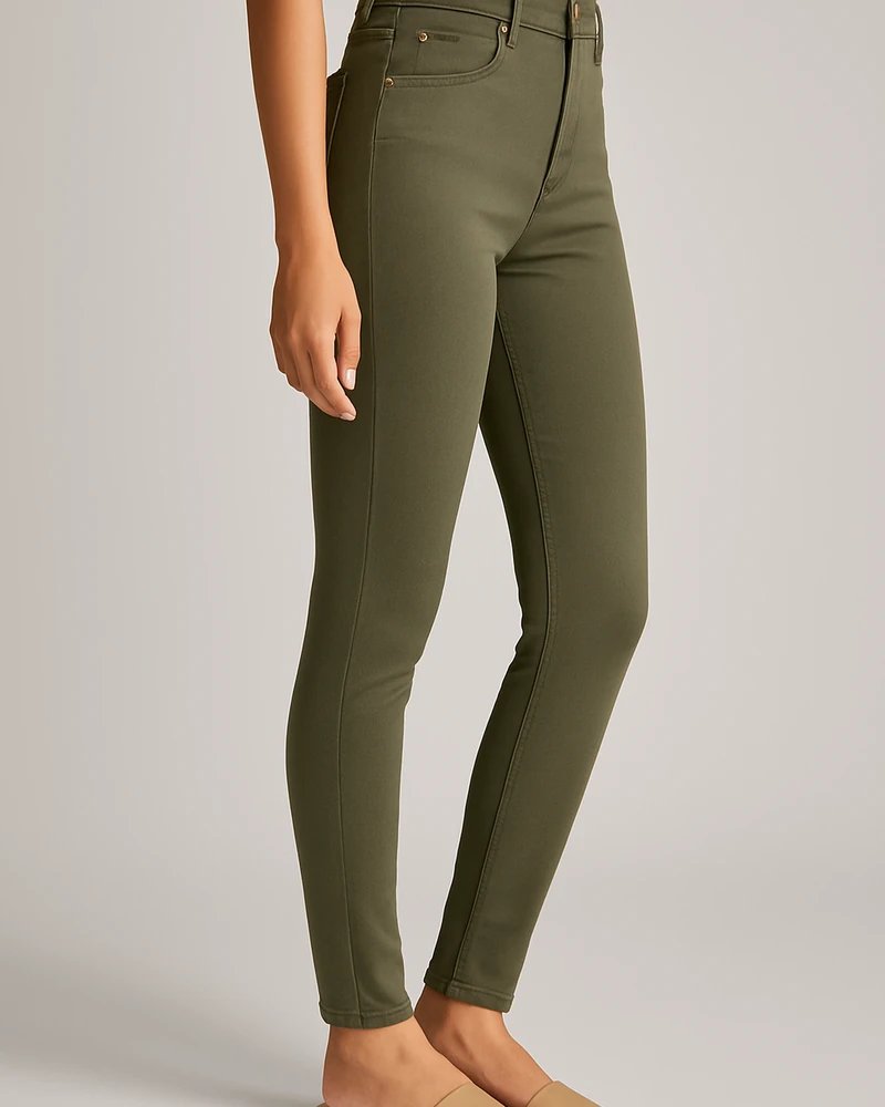 Jeans Skinny de Tiro Alto Color Café Chocolate para Mujer - Image 19