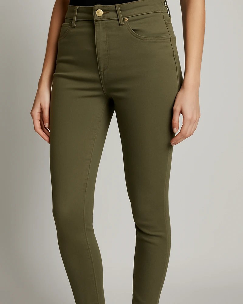 Jeans Skinny de Tiro Alto Color Café Chocolate para Mujer - Image 16