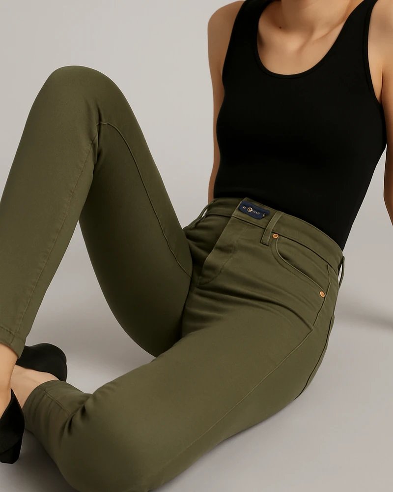 Jeans Skinny de Tiro Alto Color Café Chocolate para Mujer - Image 17