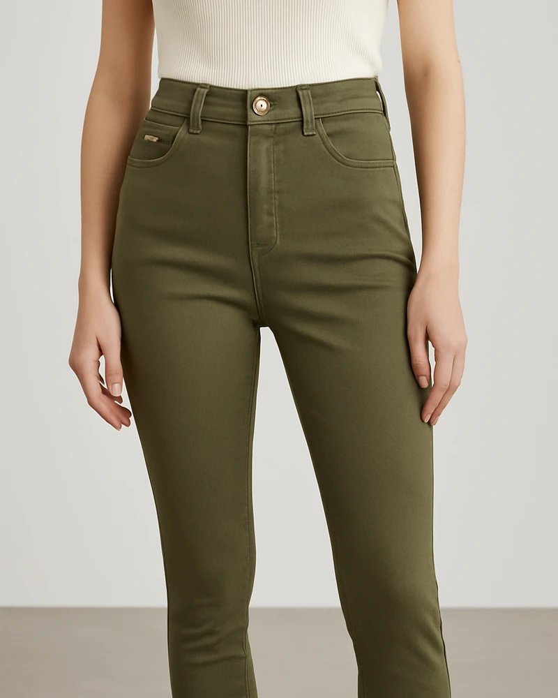 Jeans Skinny de Tiro Alto Color Café Chocolate para Mujer - Image 20