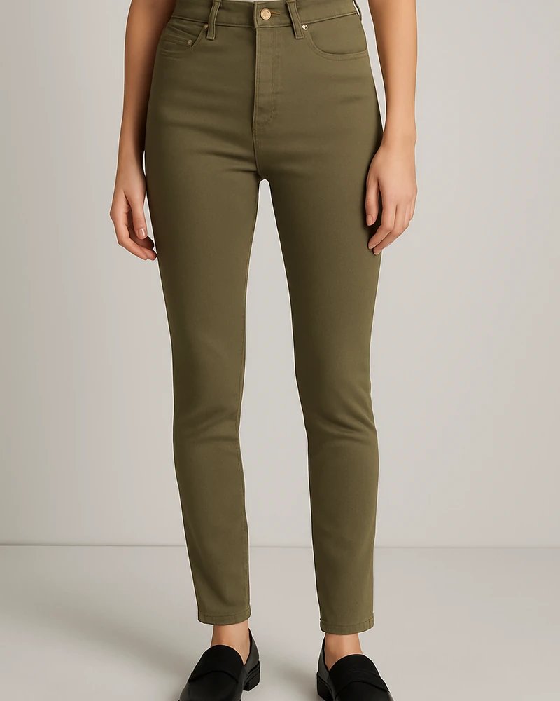 Jeans Skinny de Tiro Alto Color Café Chocolate para Mujer - Image 18