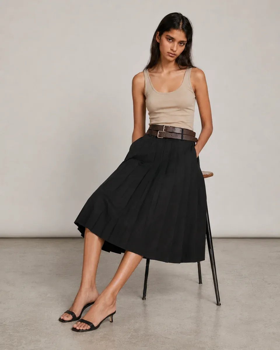 Falda Plisada Midi Crema Elegante para Mujer Lizzet Collection - Image 2
