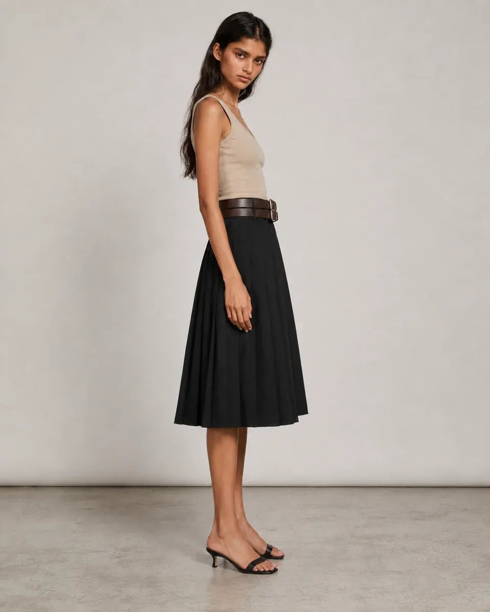 Falda Plisada Midi Crema Elegante para Mujer Lizzet Collection - Image 6