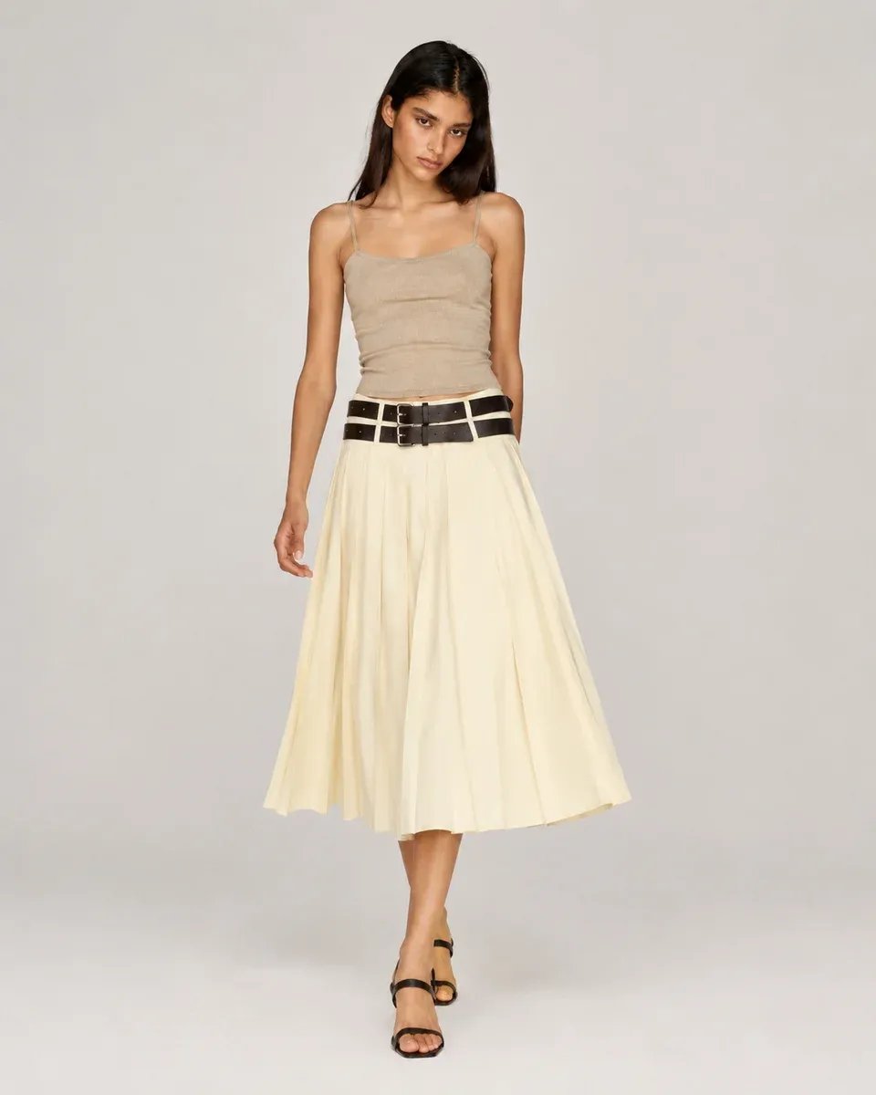 Falda Plisada Midi Crema Elegante para Mujer Lizzet Collection - Image 13