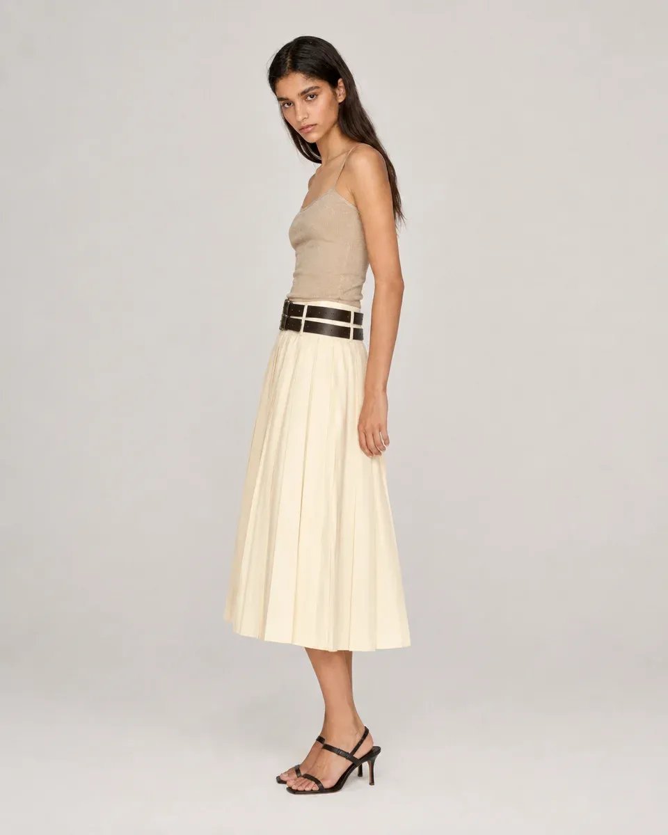 Falda Plisada Midi Crema Elegante para Mujer Lizzet Collection - Image 16