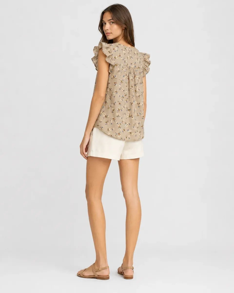 Blusa Floral con Escote Cuadrado y Mangas con Volantes para Mujer - Image 4