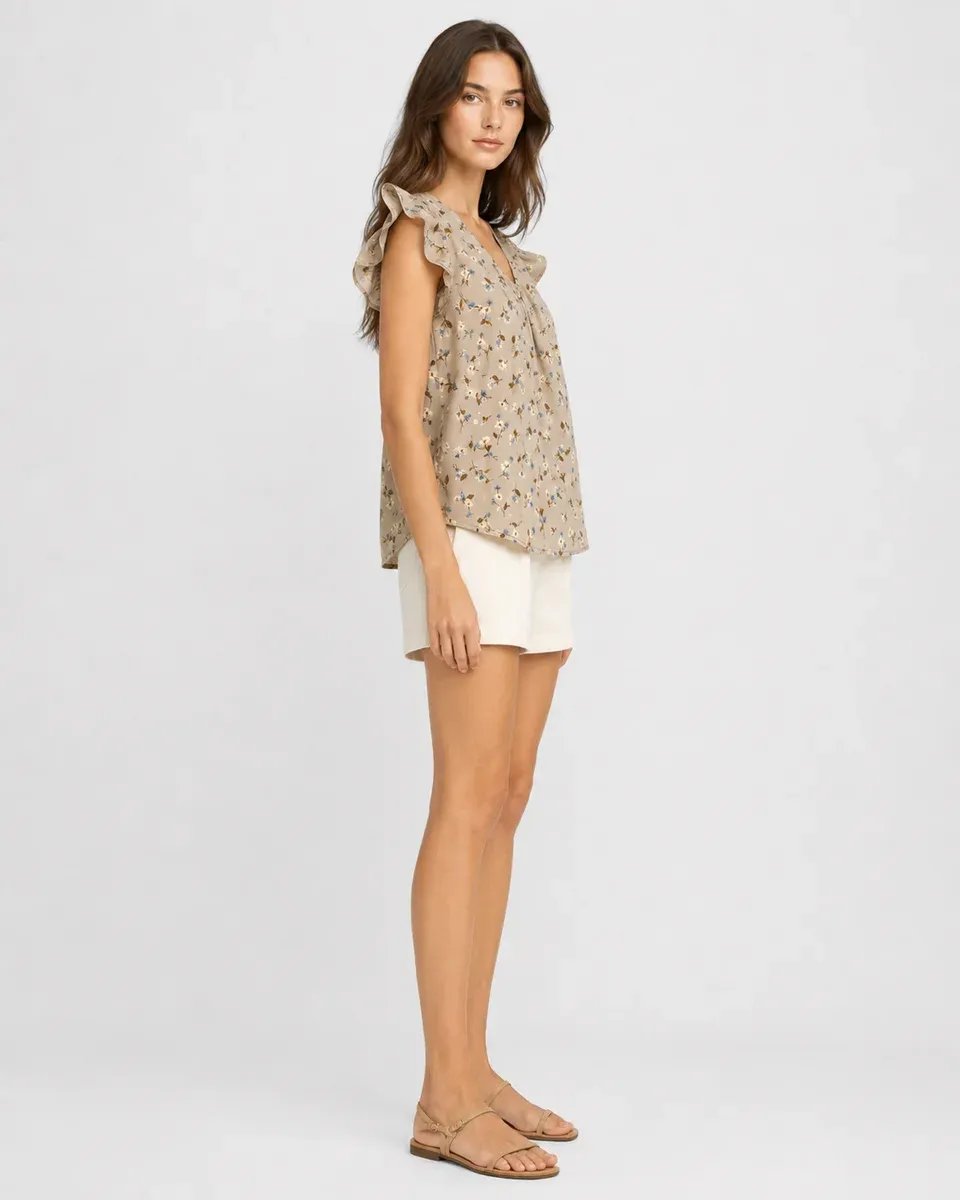 Blusa Floral con Escote Cuadrado y Mangas con Volantes para Mujer - Image 6