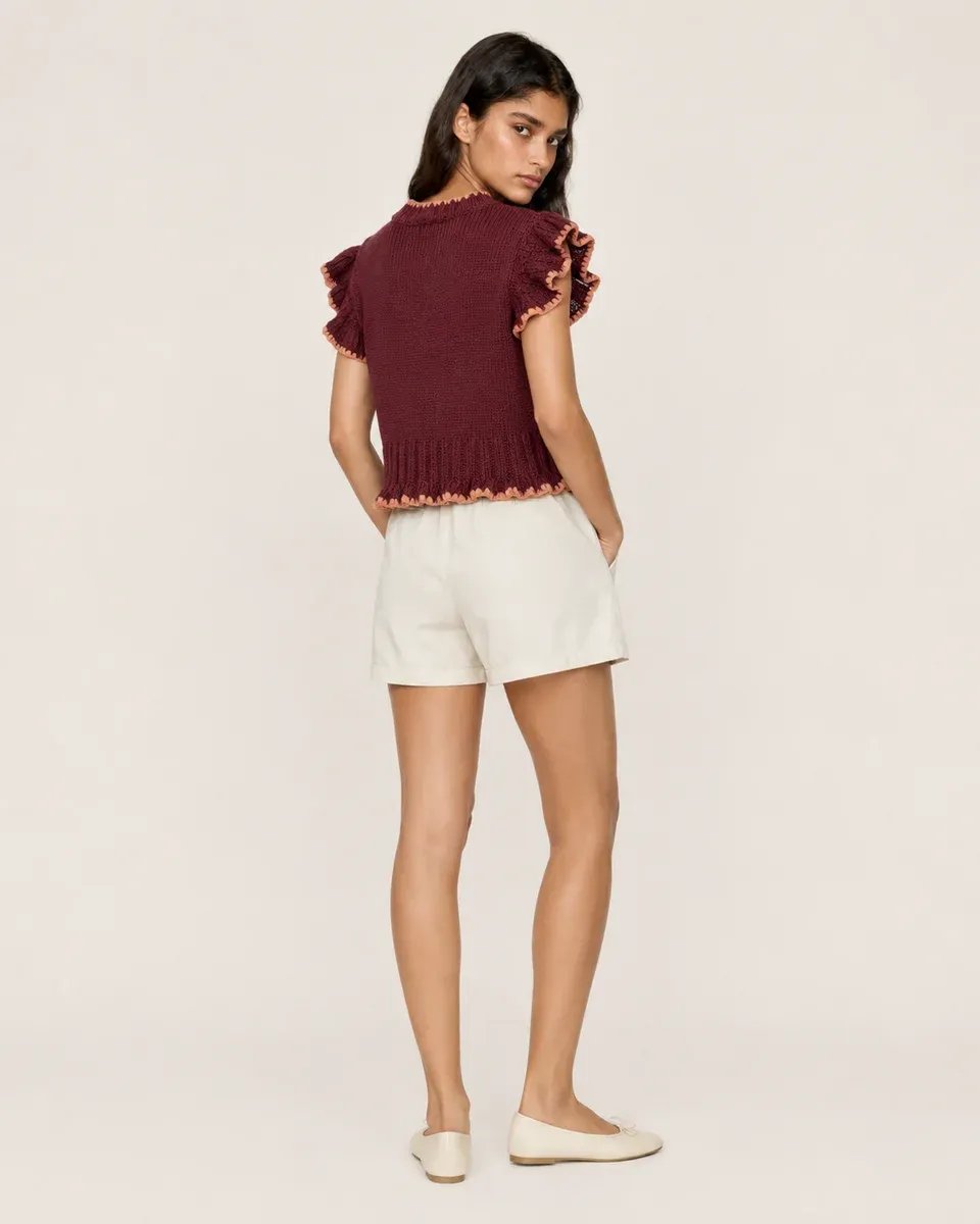 Blusa Tejida con Flores Bordadas y Manga Corta para Mujer - Image 5