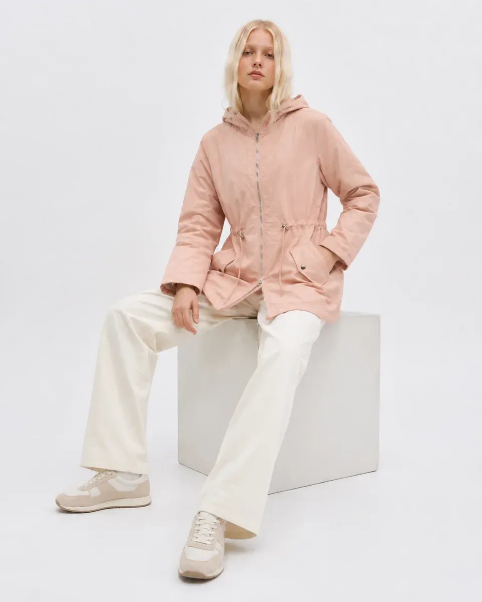 Parka Con Capucha Larga Rosa Para Mujer Estilo Casual - Image 8