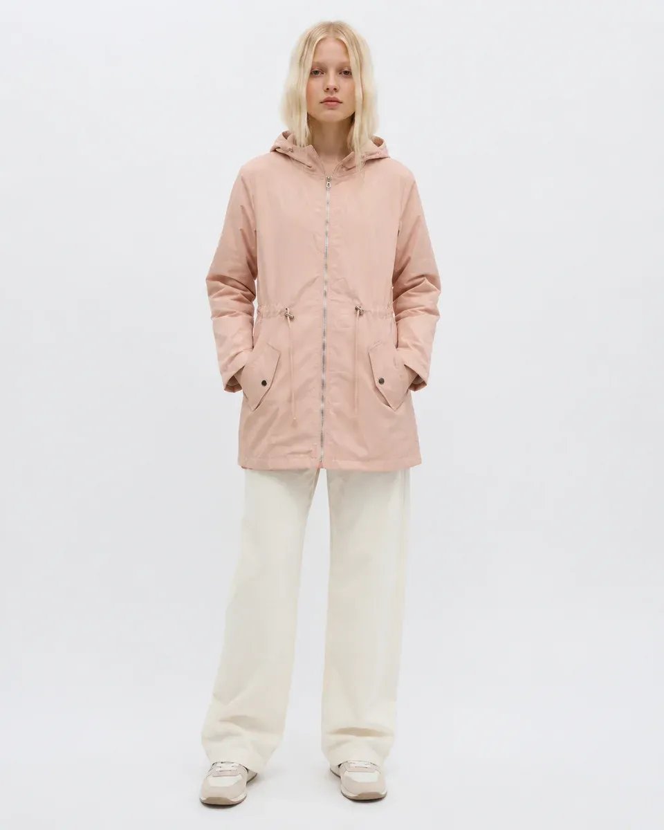 Parka Con Capucha Larga Rosa Para Mujer Estilo Casual - Image 9