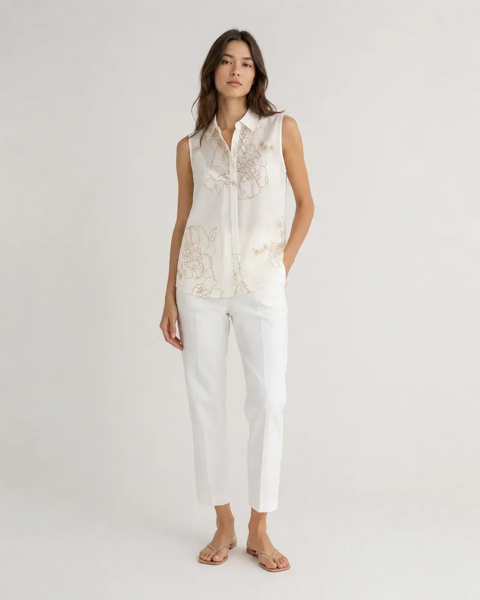 Blusa Sin Mangas Con Estampado Floral Delicado Para Mujer - Image 12