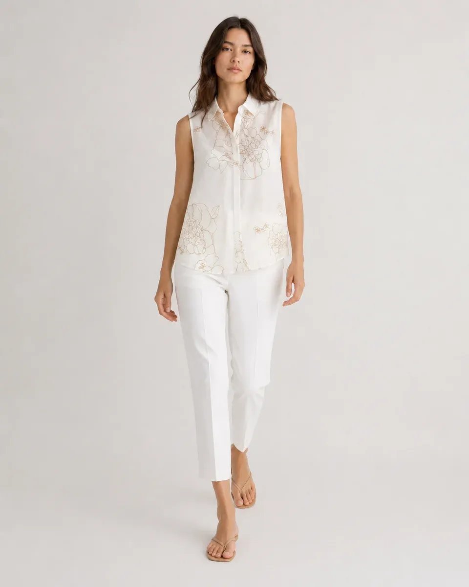 Blusa Sin Mangas Con Estampado Floral Delicado Para Mujer - Image 10