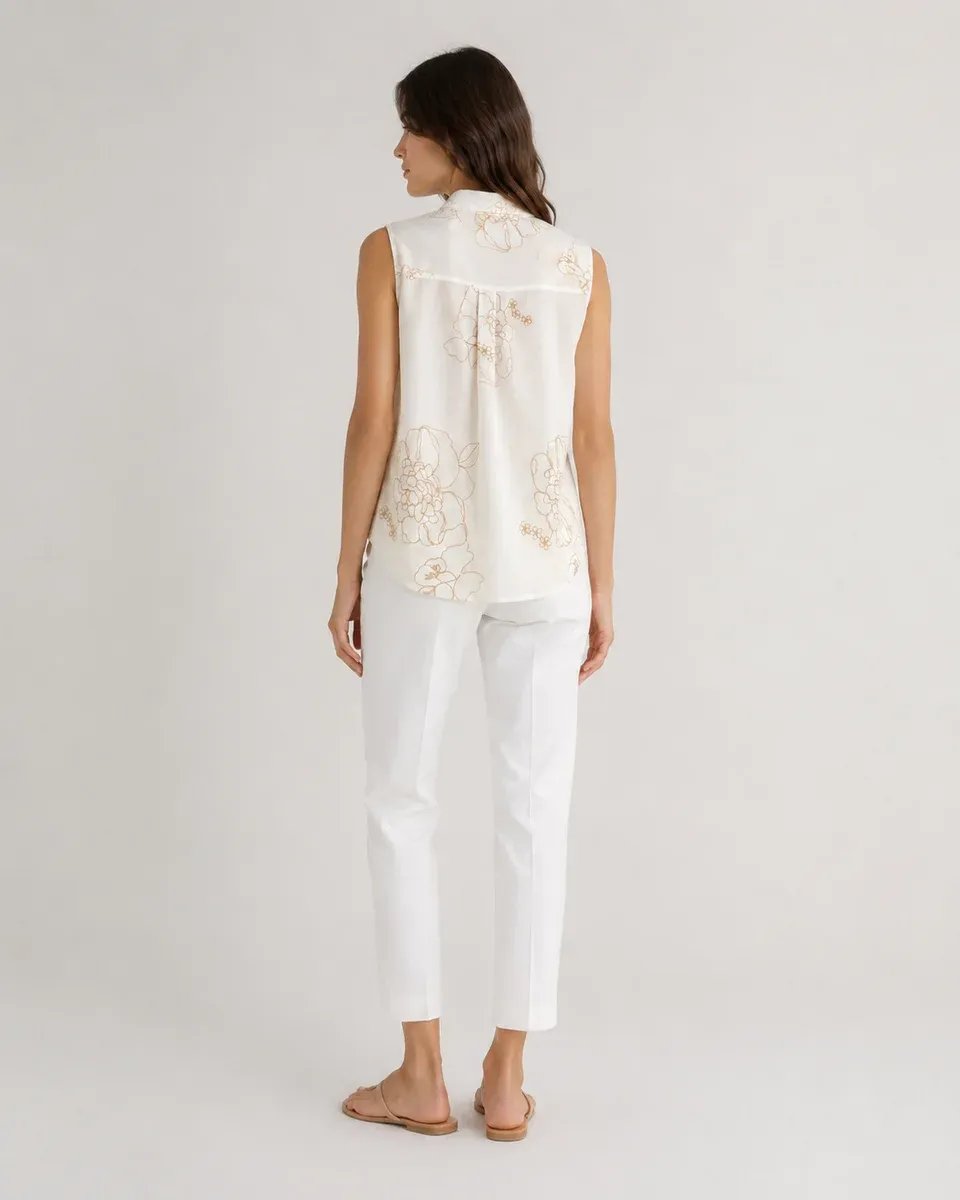 Blusa Sin Mangas Con Estampado Floral Delicado Para Mujer - Image 11