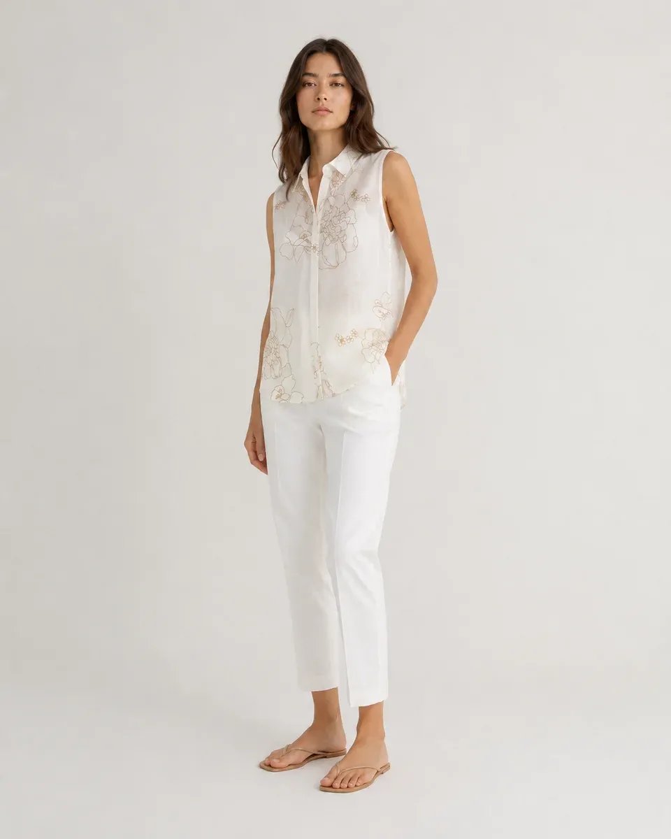Blusa Sin Mangas Con Estampado Floral Delicado Para Mujer - Image 13