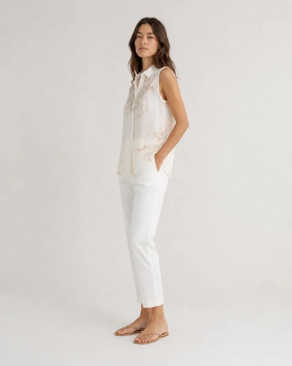 Blusa Sin Mangas Con Estampado Floral Delicado Para Mujer - Image 14