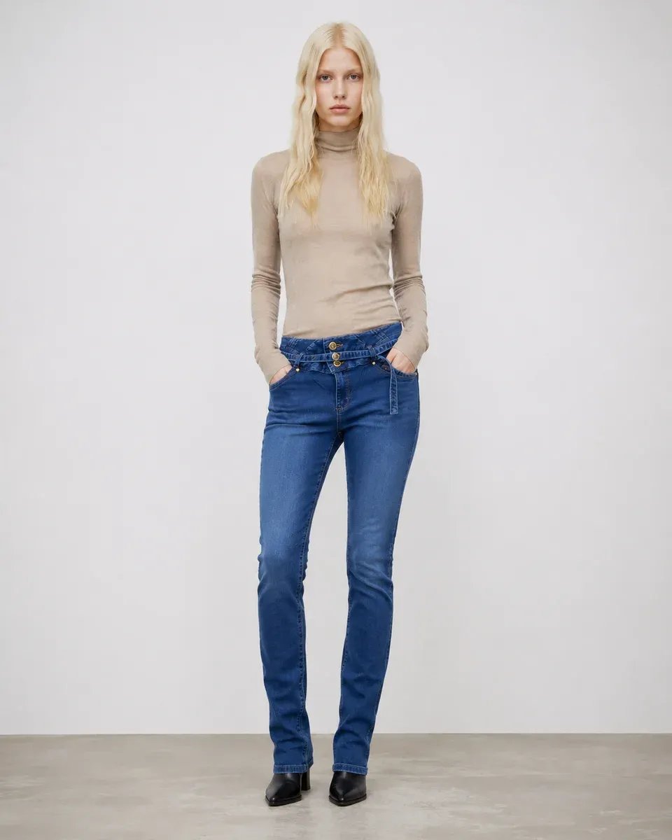 Jeans Ajustados Tiro Alto con Botones para Mujer Estilo Casual - Image 3