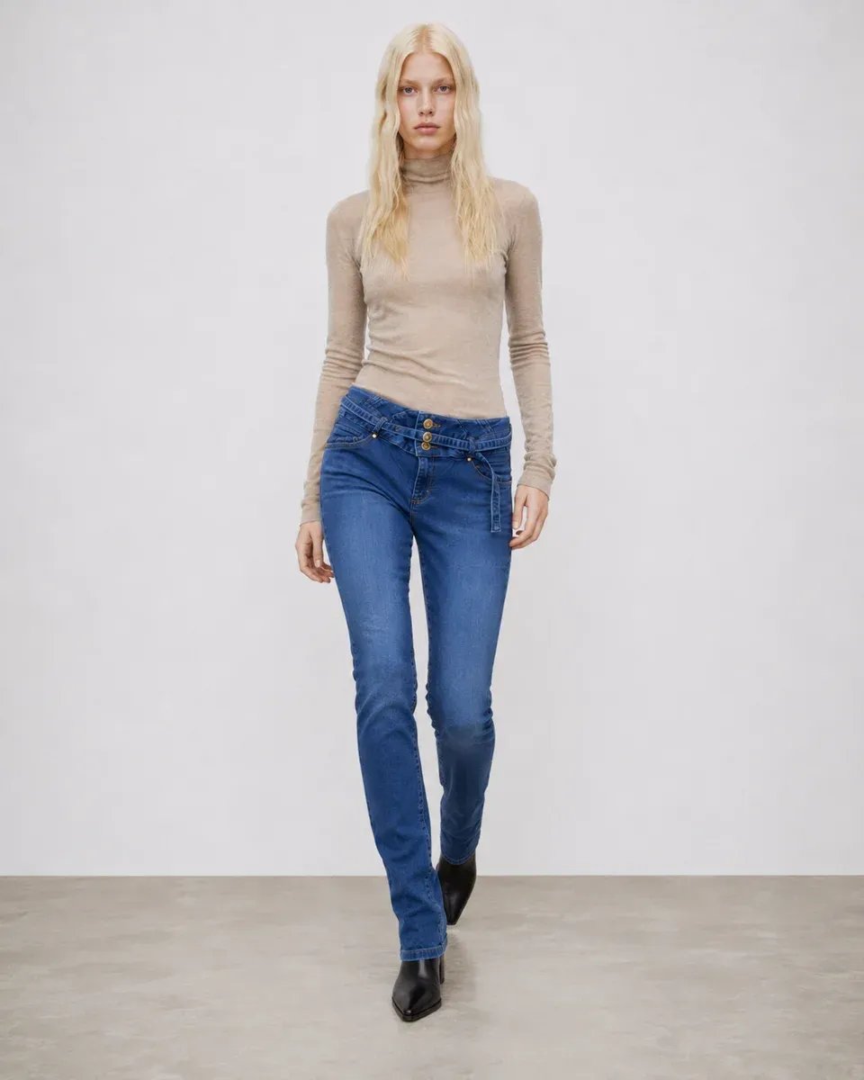 Jeans Ajustados Tiro Alto con Botones para Mujer Estilo Casual - Image 4