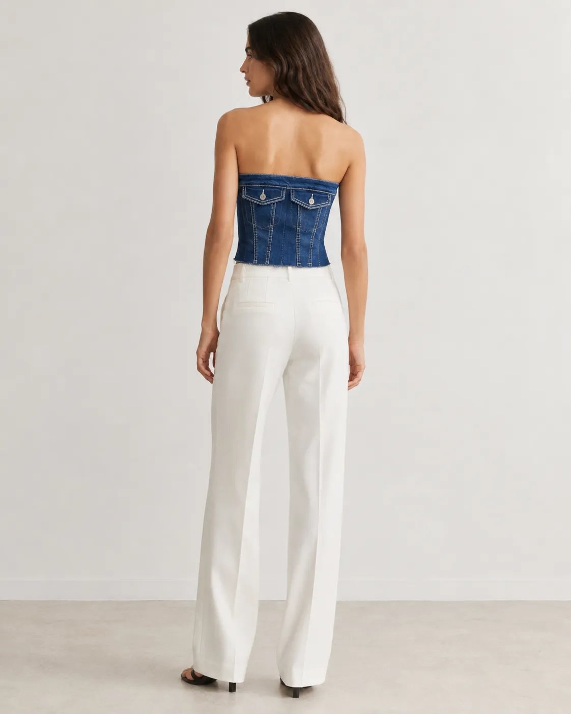 Top Bustier de Mezclilla Azul Sin Tirantes para Mujer - Image 7