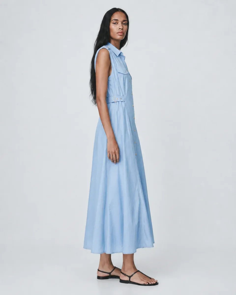 Vestido Largo Amarillo Con Botones Frontales Para Mujer - Image 17