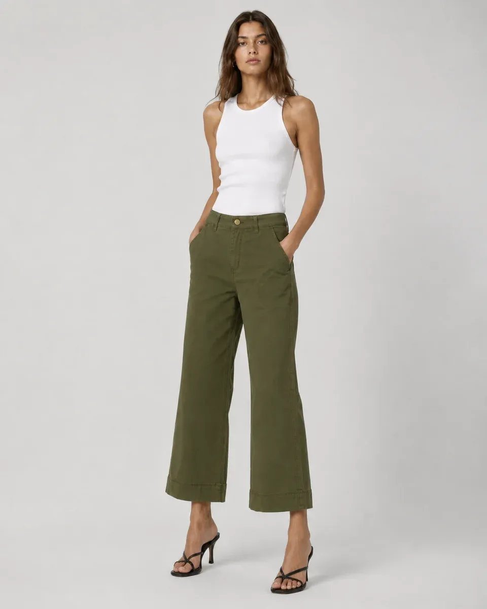 Pantalon Capri Amplio de Algodon Beige para Mujer Estilo Casual - Image 11