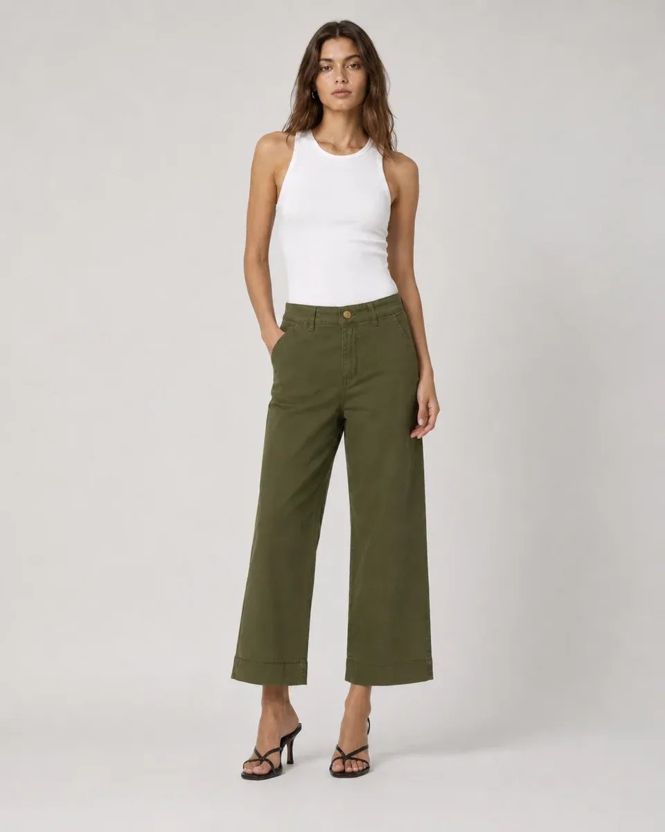 Pantalon Capri Amplio de Algodon Beige para Mujer Estilo Casual - Image 12