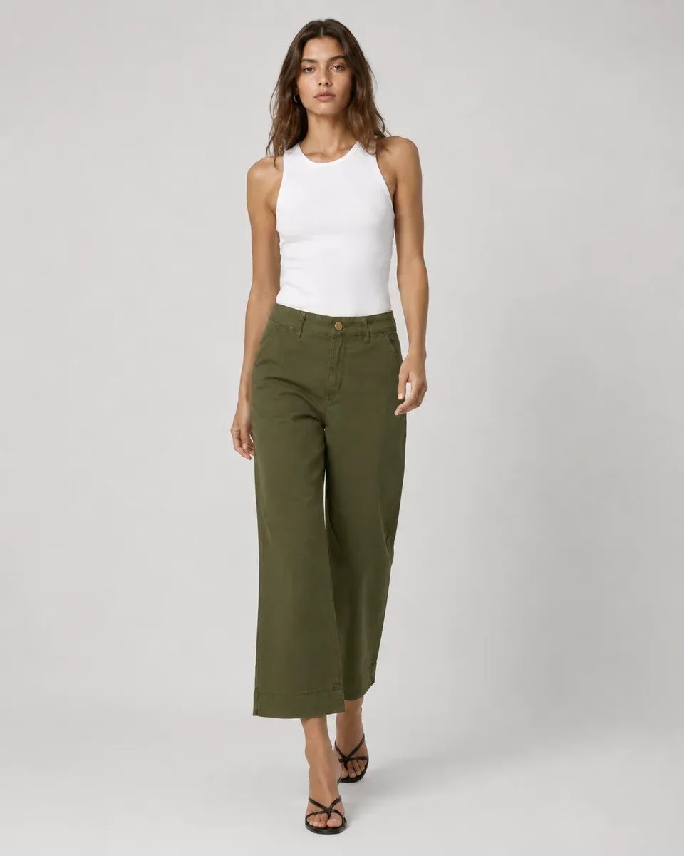 Pantalon Capri Amplio de Algodon Beige para Mujer Estilo Casual - Image 14