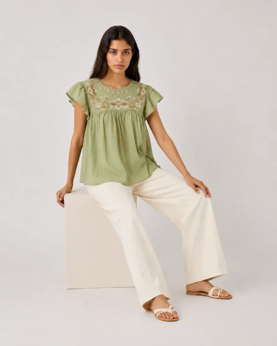 Blusa Bordada Amarilla Manga Corta Estilo Mexicano para Mujer - Image 9